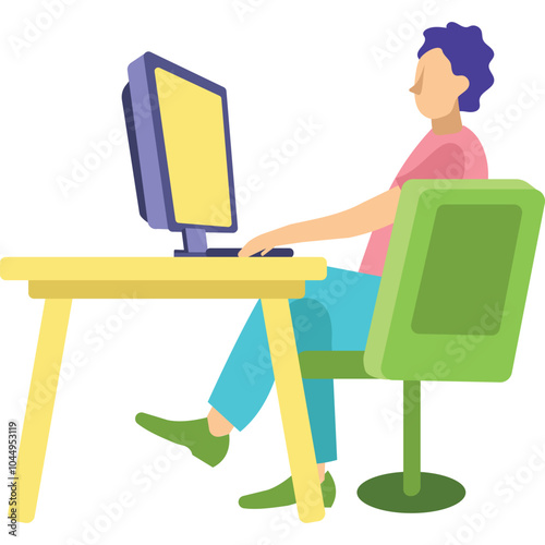 Man consulting online vector flat icon isolated