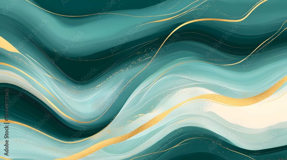 Abstract Green and Gold Swirls Illustration Abstract Green and Gold Swirls Illustration
