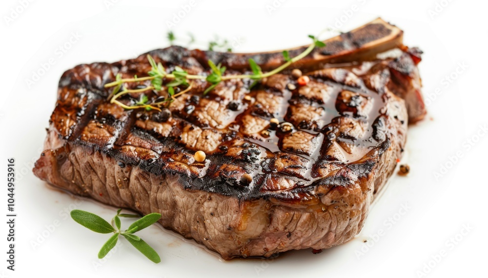 Delicious Grilled Beef Steak Isolated on White Background for Food Presentation Generative AI Delicious Grilled Beef Steak Isolated on White Background for Food Presentation Generative AI