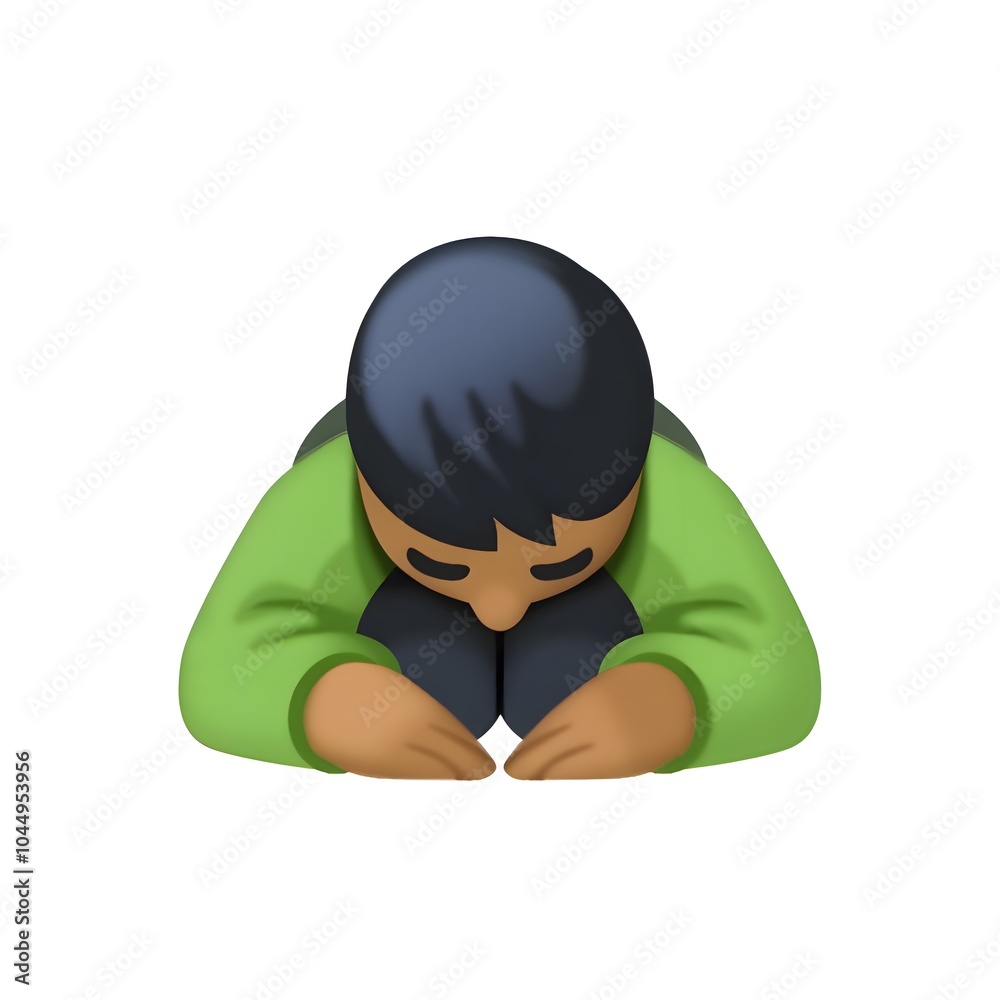 Cartoon Figure in Contemplative Pose Cartoon Figure in Contemplative Pose