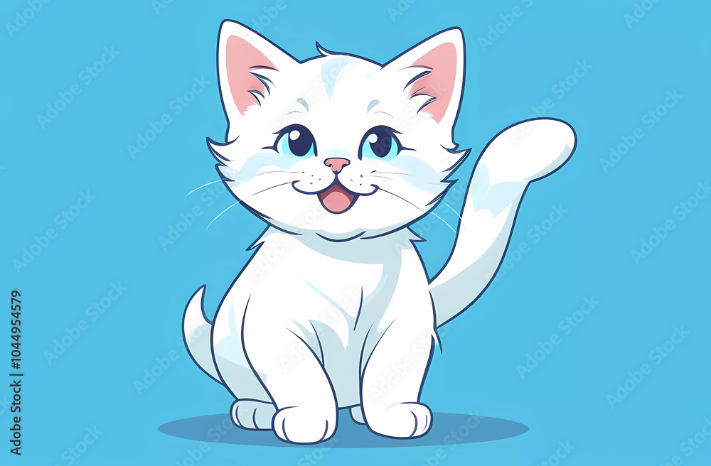 white cartoon kitten