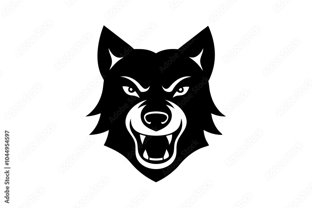Angry dog head silhouette vector logo design vector illustration on white. Angry dog head silhouette vector logo design vector illustration on white.