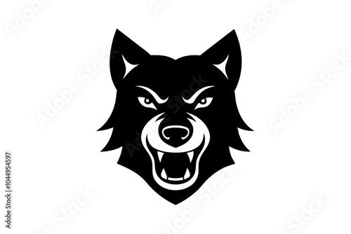 Angry dog head silhouette vector logo design vector illustration on white.