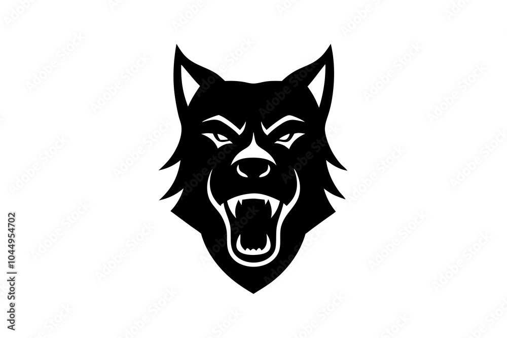 Angry dog head silhouette vector logo design vector illustration on white. Angry dog head silhouette vector logo design vector illustration on white.