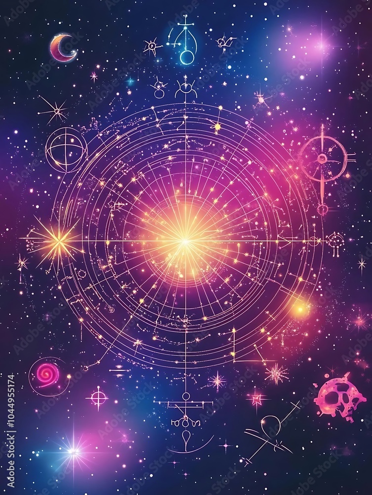 Obraz premium A cosmic journey through the astrological signs an intricate illustration exploring celestial symbols and their mystical connections