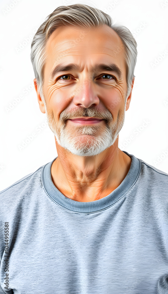 Full body portrait of relaxed mature man standing over white background isolated with white highlights, png Full body portrait of relaxed mature man standing over white background isolated with white highlights, png