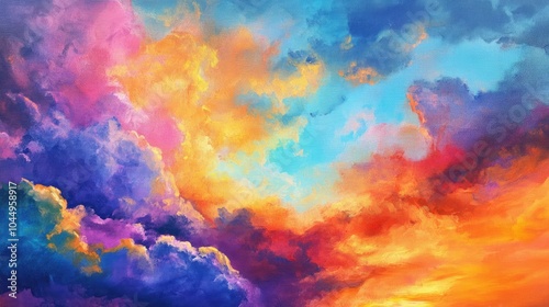 Summer sky at sunset with vibrant colors