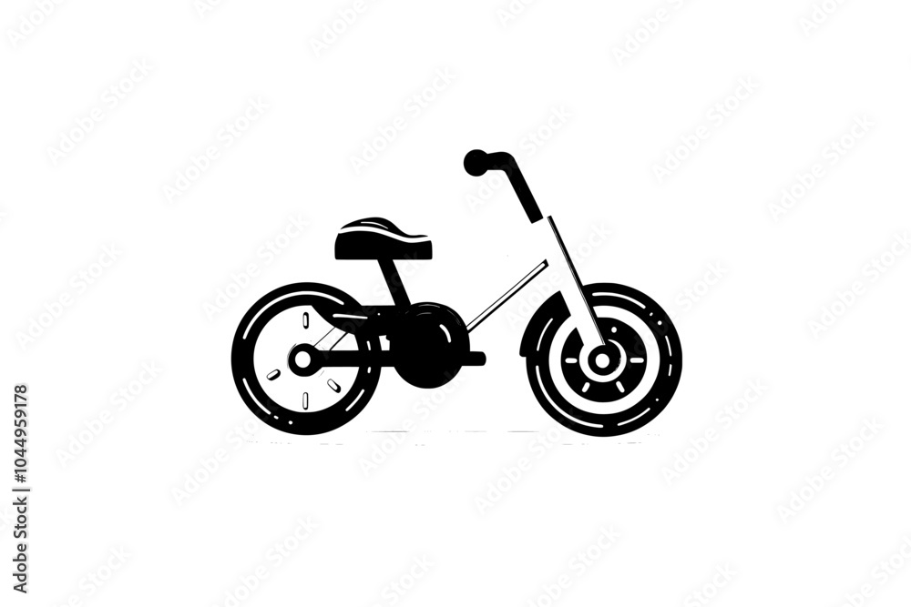 Children's bike with illumination on the wheel spokes. Flat modern illustration isolated on white. Children's bike with illumination on the wheel spokes. Flat modern illustration isolated on white.