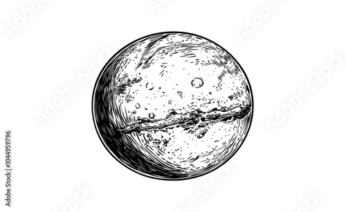 Detailed hand drawn illustration of a solar system planet