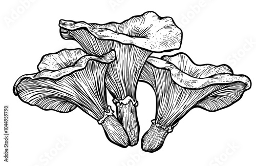 Icon of mushroom chanterelle drawn with a pen and ink