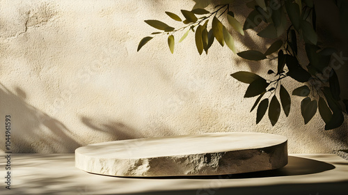 Stone Podium With Branch An...