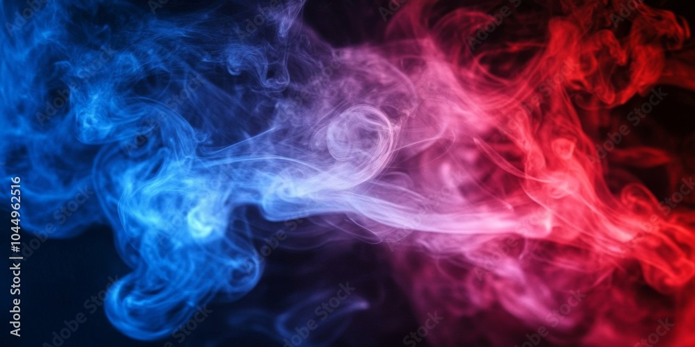 Close-up of Red and Blue Light Color Smoke for Abstract Backgrounds Generative AI Close-up of Red and Blue Light Color Smoke for Abstract Backgrounds Generative AI