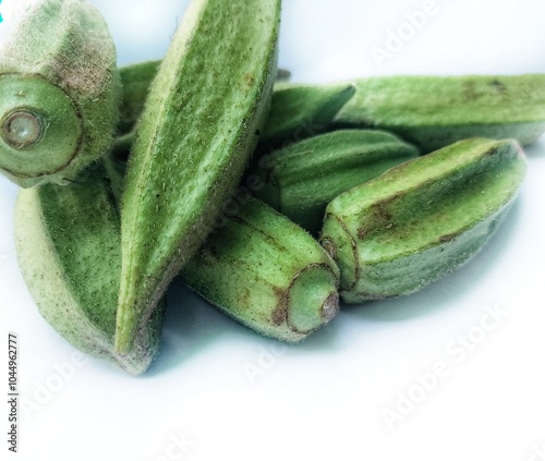 Kate Bhendi or Bhindi or okra used to prepare aamati witch is one of the most popular indian recipe. Louisiana Short Pod Heirloom Okra. photo