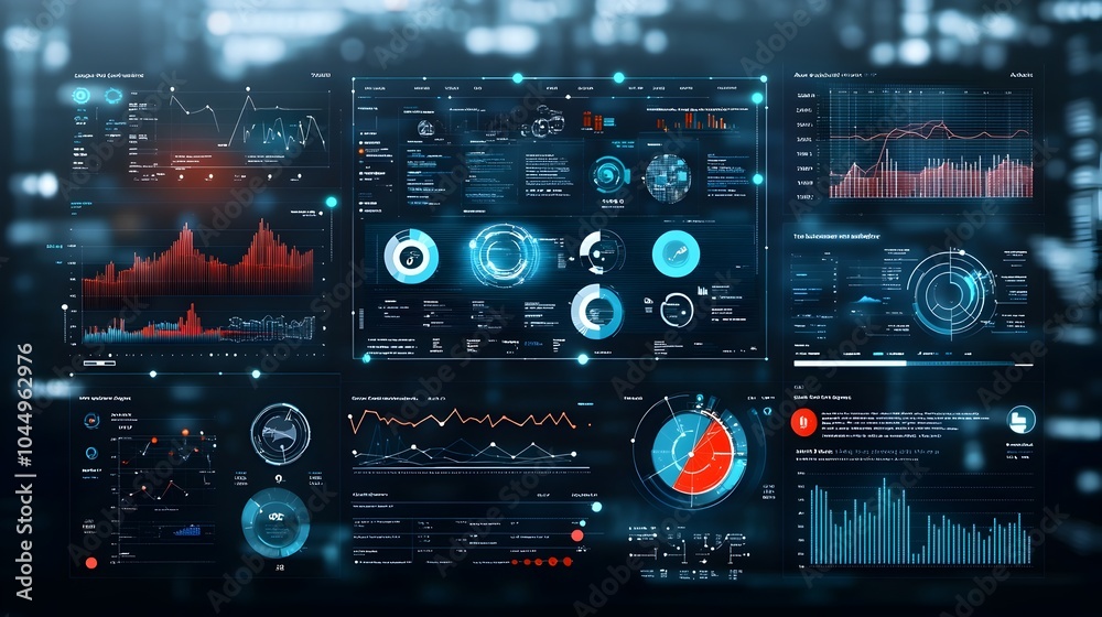 Sophisticated Business Intelligence Dashboard Showcasing Virtual 3D Data Visualization and Abstract Technology Elements to Highlight Key Insights and Metrics for Informed Decision Making Sophisticated Business Intelligence Dashboard Showcasing Virtual 3D Data Visualization and Abstract Technology Elements to Highlight Key Insights and Metrics for Informed Decision Making