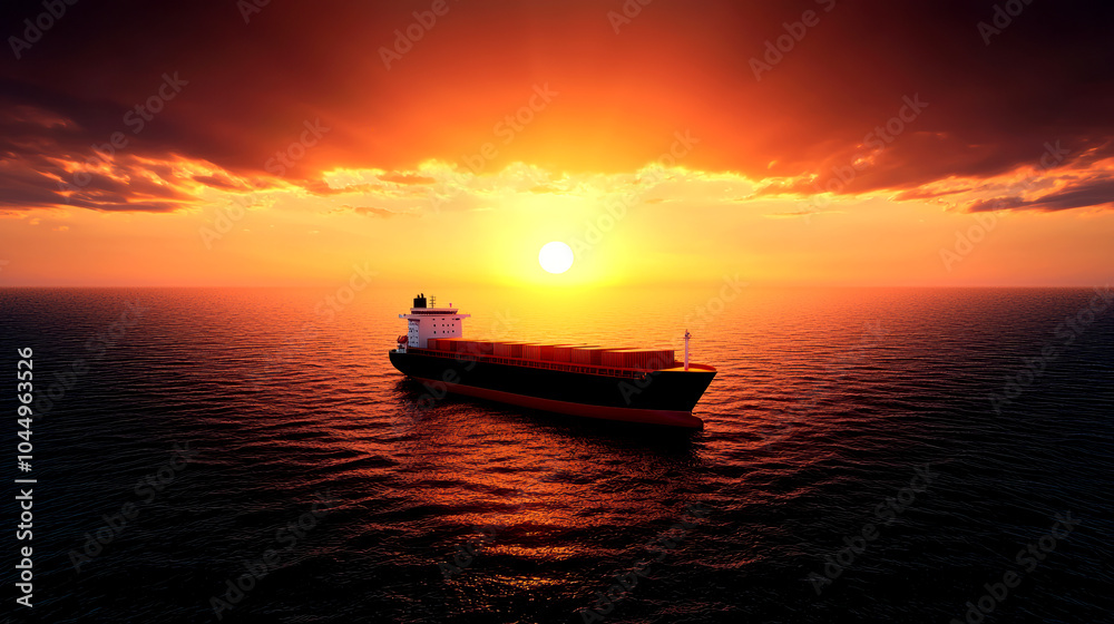 A serene sunset scene featuring a lone ship sailing across the shimmering ocean waters, with vibrant orange and yellow hues illuminating the sky. A serene sunset scene featuring a lone ship sailing across the shimmering ocean waters, with vibrant orange and yellow hues illuminating the sky.