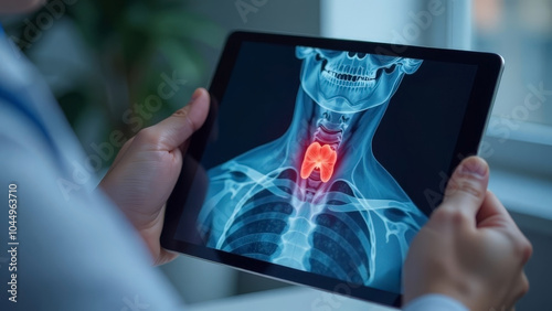 Computed tomography of the thyroid gland.