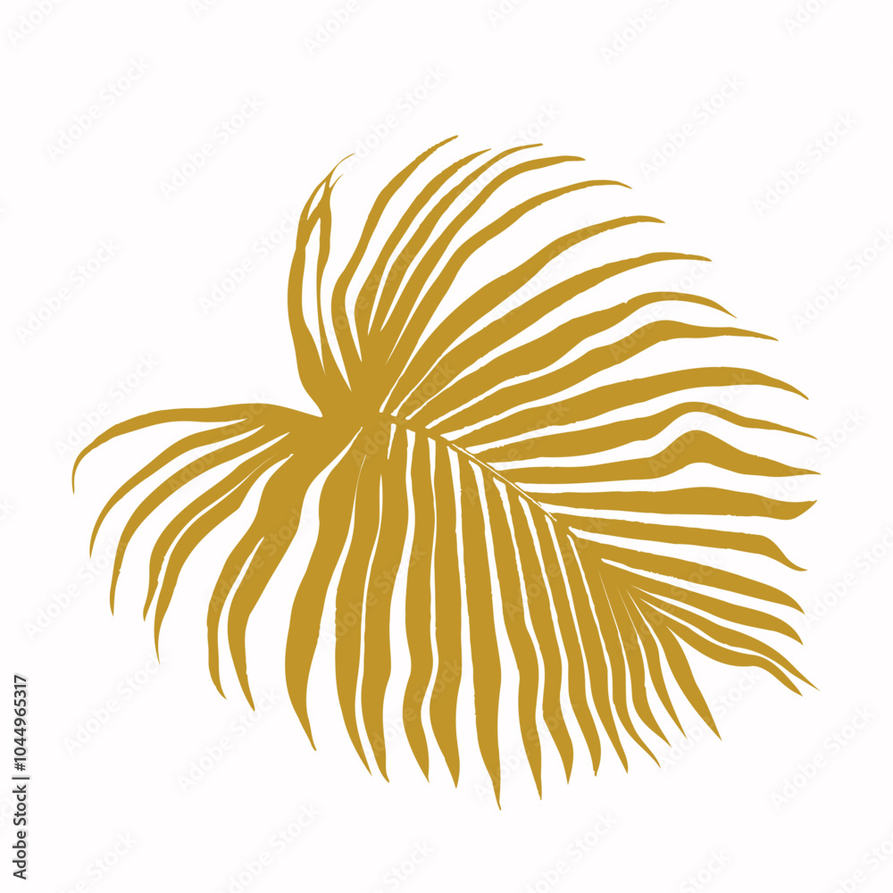Gold palm leaf in flat illustration style. Vector illustration Gold palm leaf in flat illustration style. Vector illustration