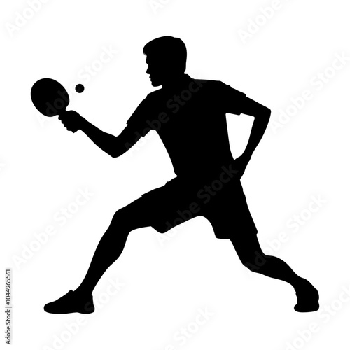 Silhouette of a male athlete playing ping pong
