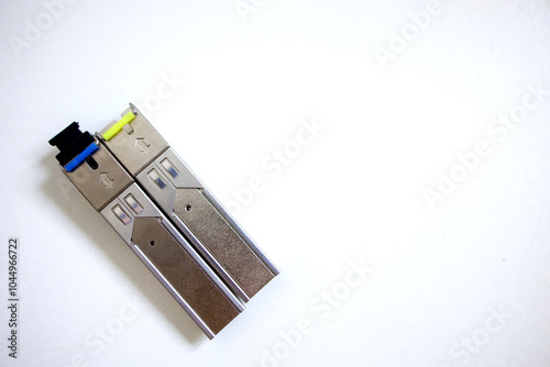 optical transceiver modules on a plain background photo