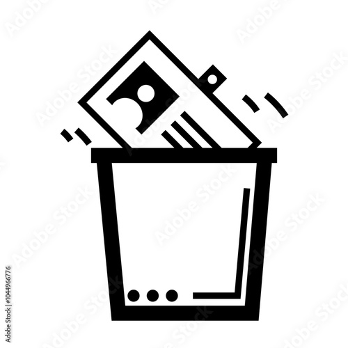 Job Loss Icon – Employee Badge Being Dropped into a Trash Can, Symbolizing Termination of Employment