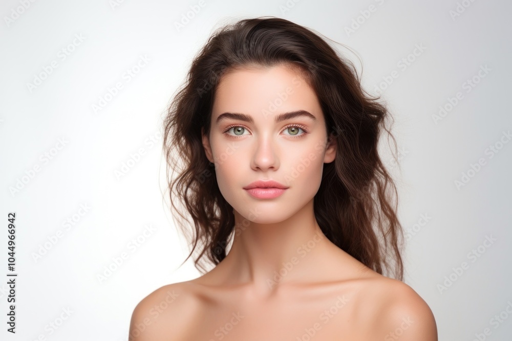 Fototapeta premium Portrait beautiful young woman with clean fresh skin portrait adult photo. .