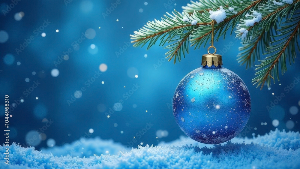 Blue Christmas ball on a Christmas tree branch. Blue Christmas ball on a Christmas tree branch.
