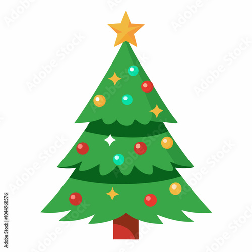 Christmas tree vector illustration on a white background