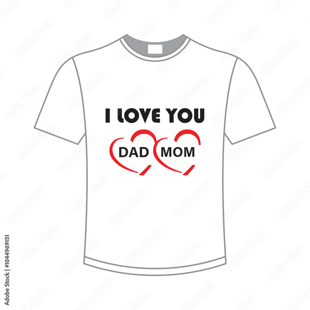 T-Shirt Design. I Love You Dad Mom T-Shirt Design. I Love You Dad Mom