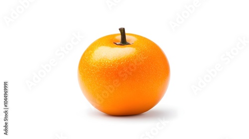 Ripe orange colored persimmon fruit Diospyros virginiana with a smooth glossy surface isolated and photographed on a solid white background photo