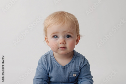 Baby Sitting On White Backg...