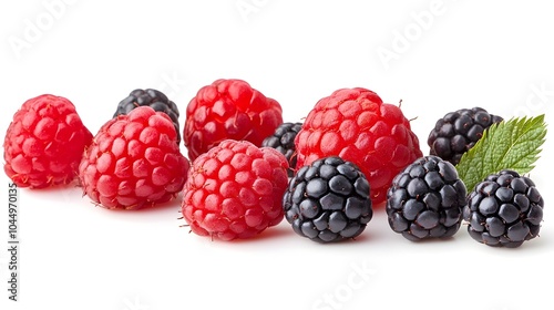 Close up of a freshly harvested ripe and succulent red sugarberry fruit isolated on a clean white background  This small photo