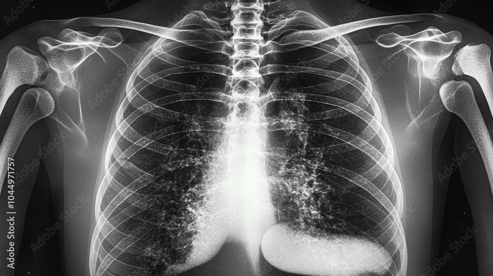 Detailed Black and White X-ray of Human Lungs Detailed Black and White X-ray of Human Lungs