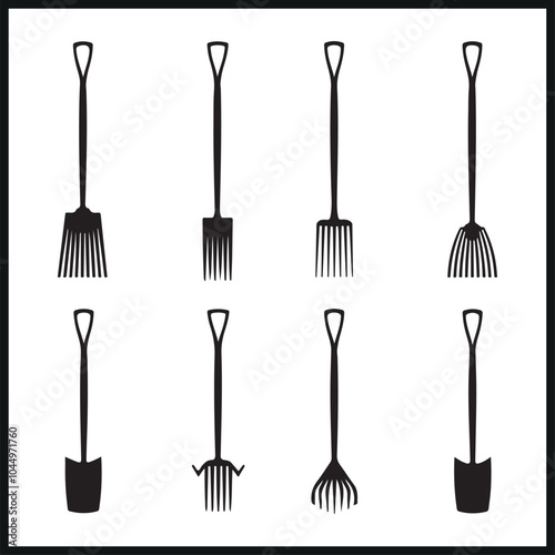 Garden bow rake silhouette equipment