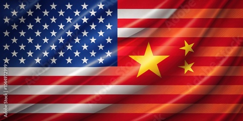 Morphed American and Chinese flags as a background for patriotic or international themes photo