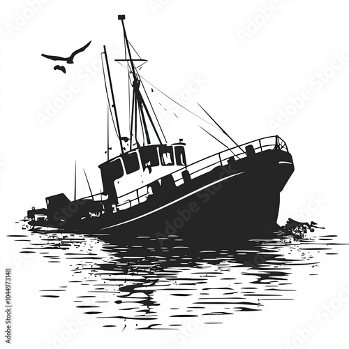 Shipwreck Silhouette, Illus...