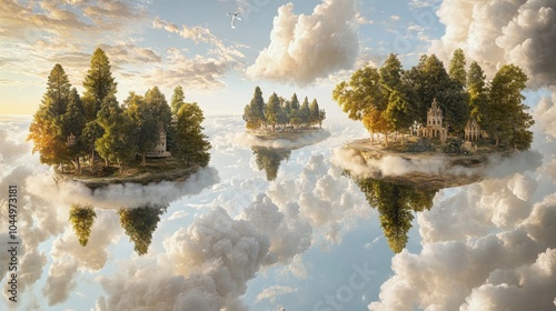 A fantastical realm where trees grow upside down and clouds take on vivid patterns, evoking a sense of wonder and imagination 