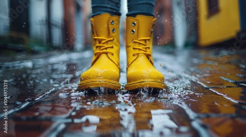 Yellow Boots in the Rain photo