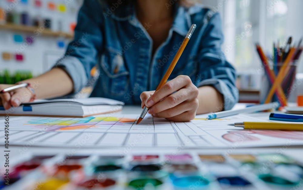 Architect designer Interior creative working hand drawing Architect designer Interior creative working hand drawing