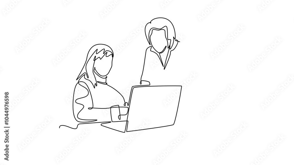 Adult learning concept. Single line draw design. Full length animation illustration. High quality 4k footage. Adult learning concept. Single line draw design. Full length animation illustration. High quality 4k footage.