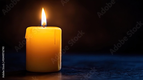 Soft Glow of a Candle in Dark Surrounding