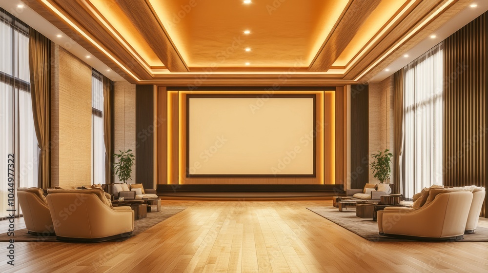 Fototapeta premium Modern Home Theater with Stylish Seating and Lighting