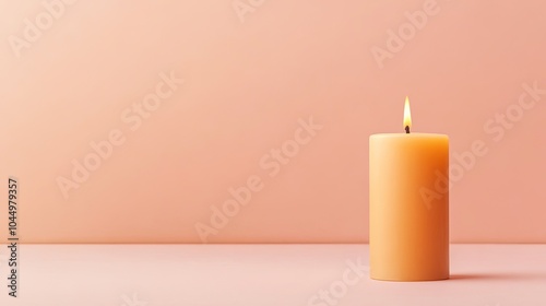 Calm and Serene Peach Candle on Soft Background