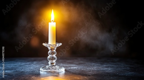 Elegant Candle Burning in Dark Atmosphere