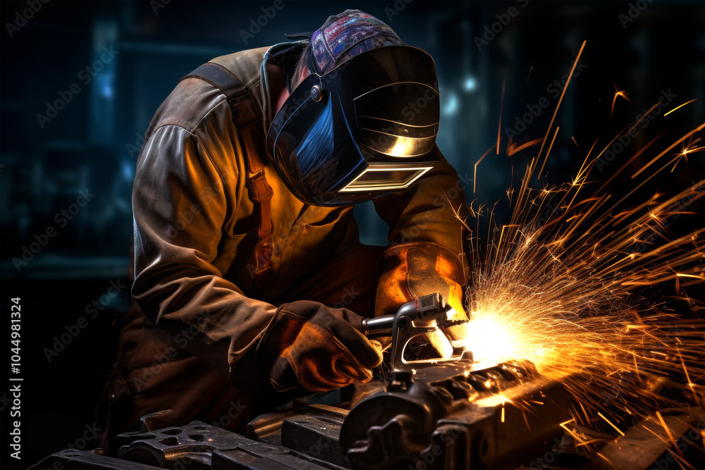 engineer welding in factory on background engineer welding in factory on background