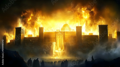 Fiery Golden Castle Illustr...