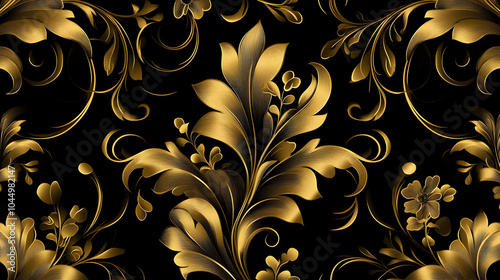 Golden Floral Pattern Illus...
