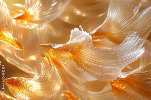 Delicate golden fish tails, glistening and shimmering, capture the essence of elegance and grace. photo