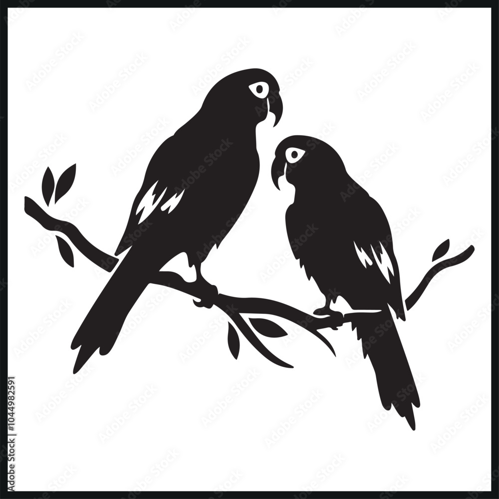 Fototapeta premium Silhouette parrots Vector