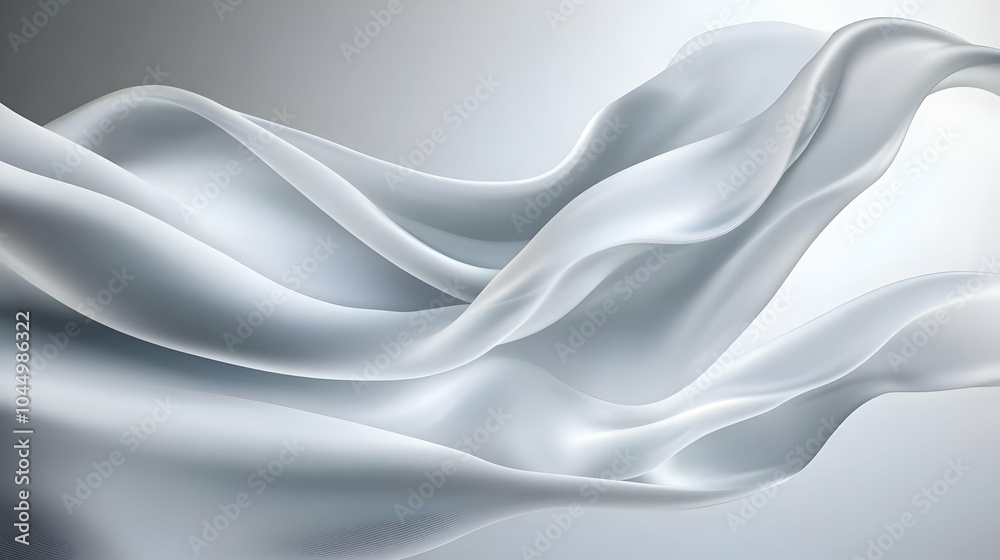 Abstract Grey 3D Background with Flowing Fabric Abstract Grey 3D Background with Flowing Fabric