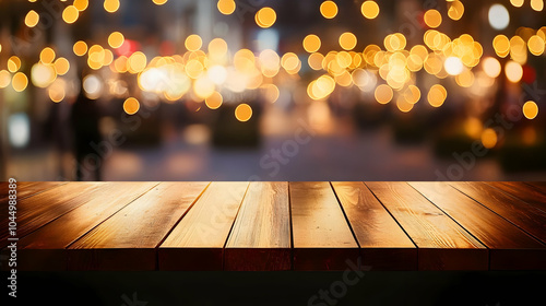 Wooden Tabletop with Blurry...